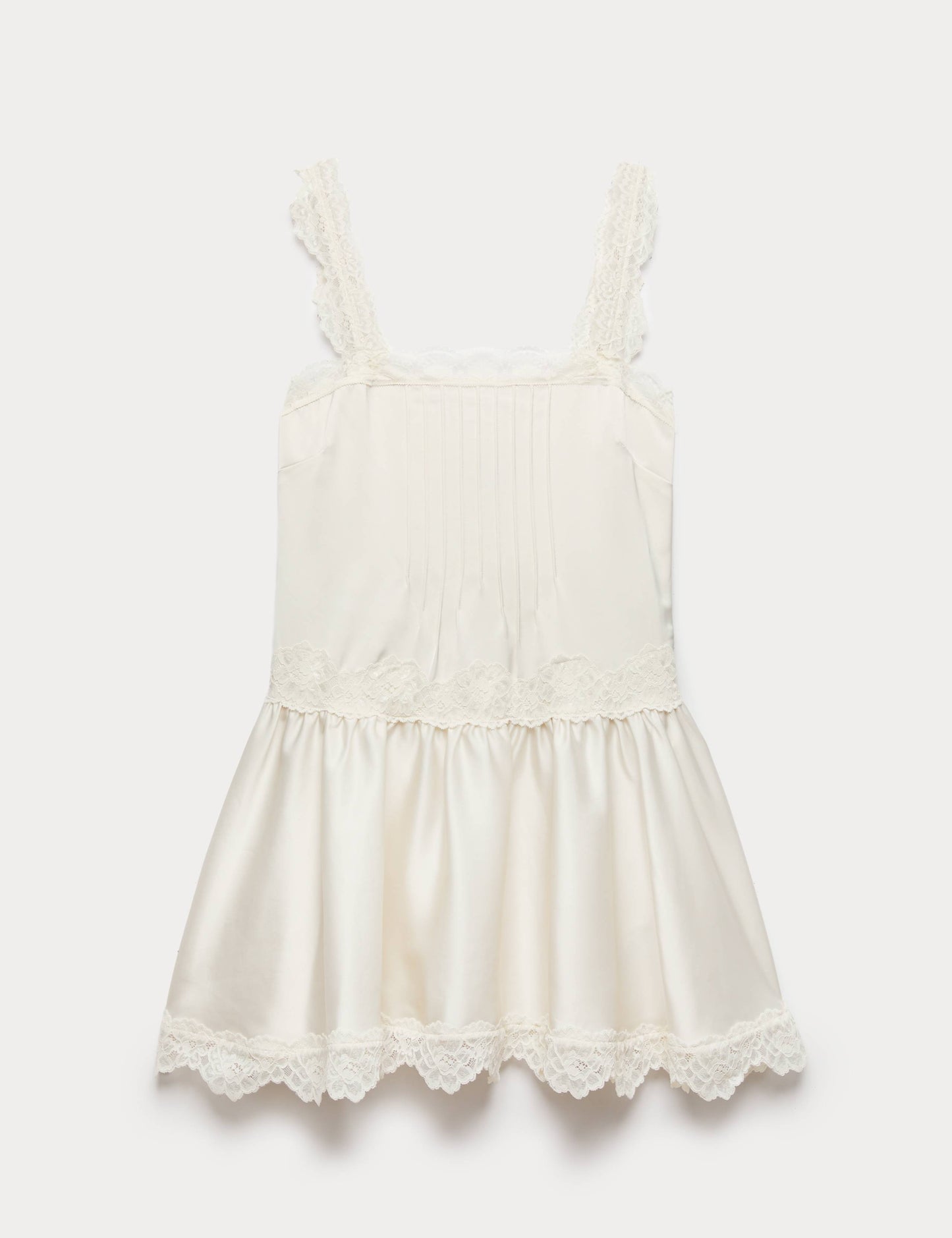 Satin Lace Insert Mini Skater Dress