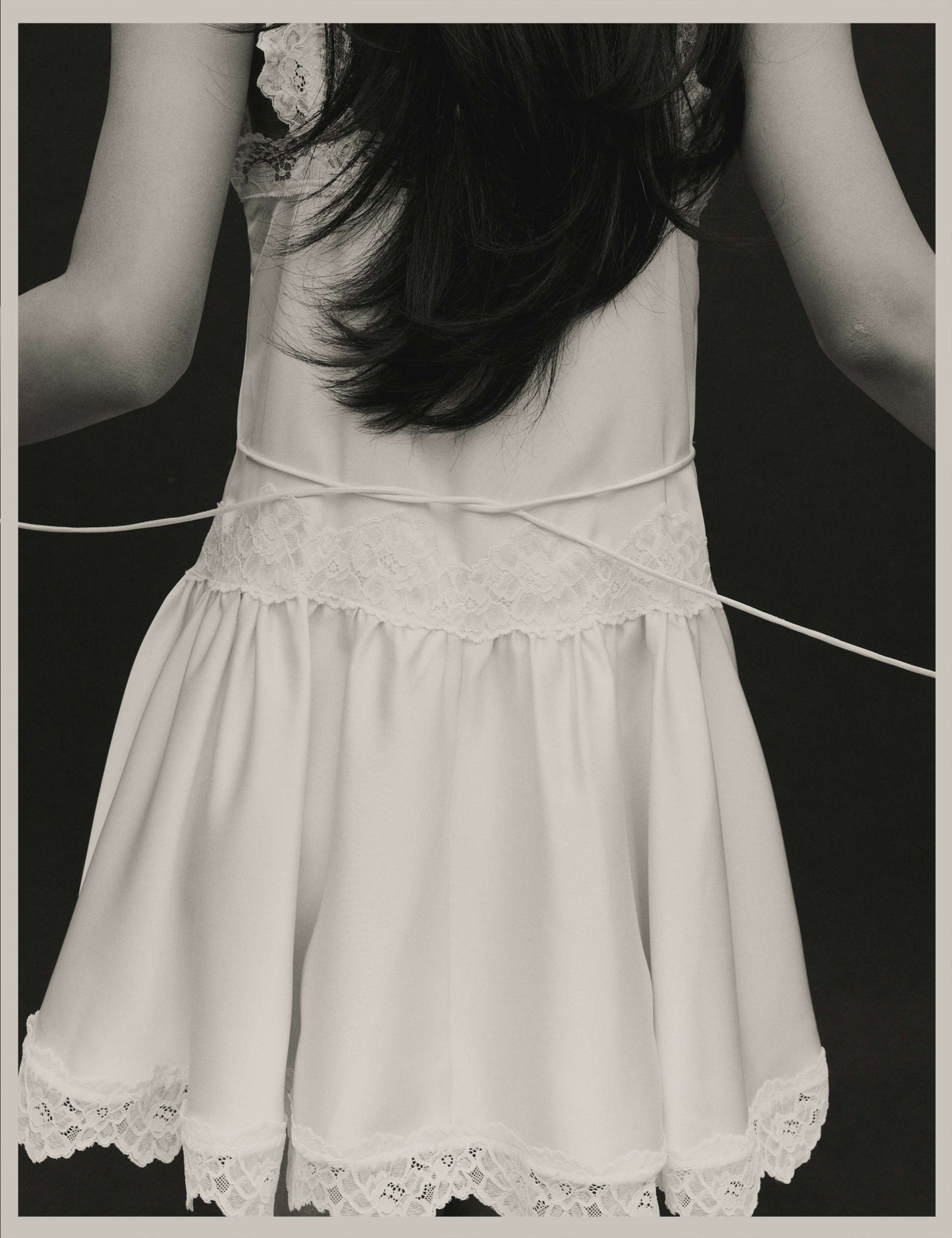 Satin Lace Insert Mini Skater Dress