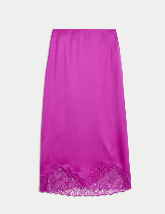 Satin Lace Midaxi Slip Skirt