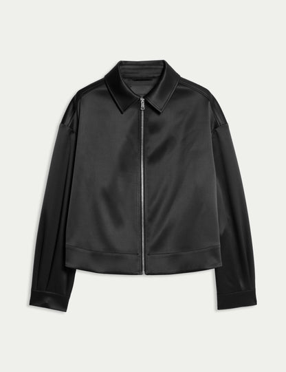 Satin Lightweight Collared Jacket