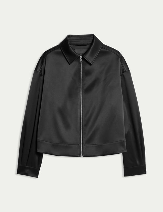 Satin Lightweight Collared Jacket