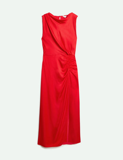 Satin Ruched-Detail Maxi Dress