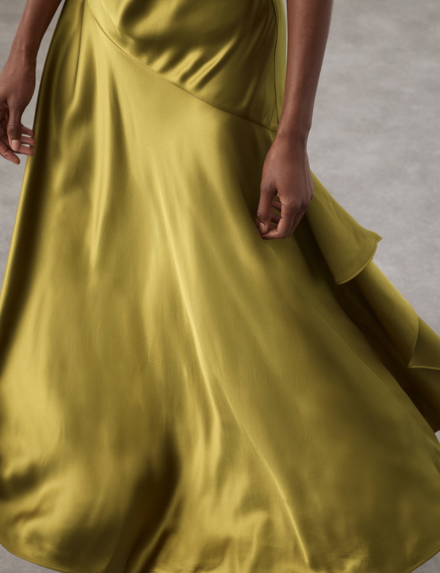 Satin Ruffle Maxi Slip Dress