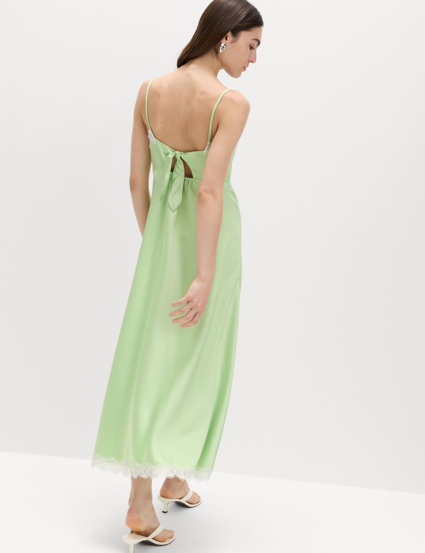 Satin V-Neck Midaxi Slip Dress