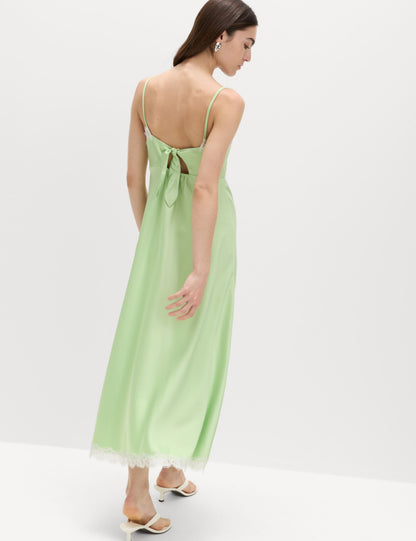 Satin V-Neck Midaxi Slip Dress