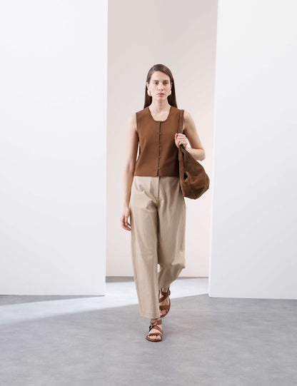 Scoop Neck Button Through Knitted Vest