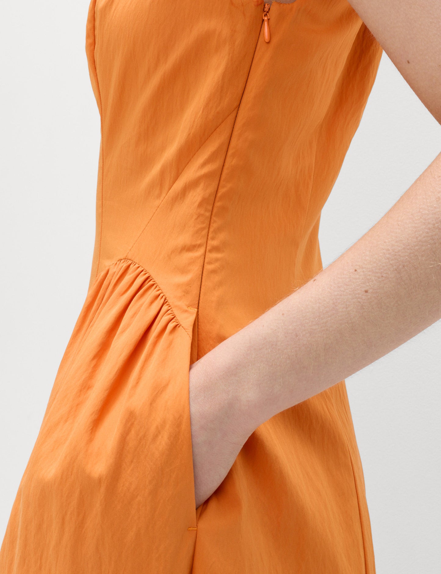 Scoop Neck Pleated Midi Drop Waist Dress