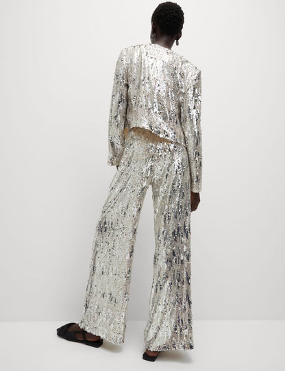 Sequin Elasticated Waist Wide Leg Trousers