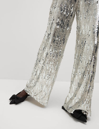 Sequin Elasticated Waist Wide Leg Trousers