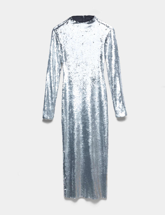 Sequin Embellished High Neck Midaxi Dress