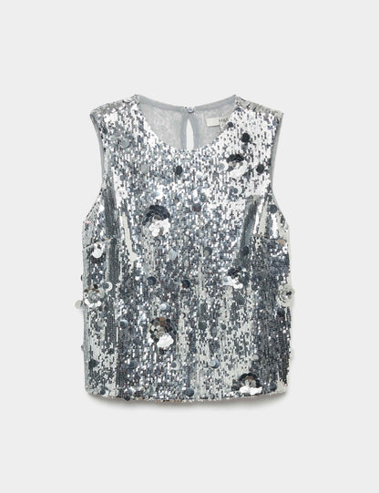 Sequin Floral Shell Top