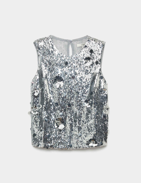 Sequin Floral Shell Top