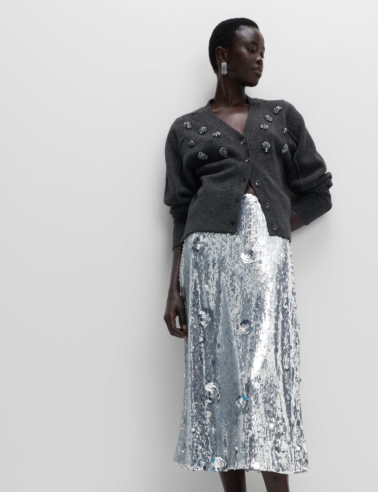 Sequin Midaxi A-Line Skirt