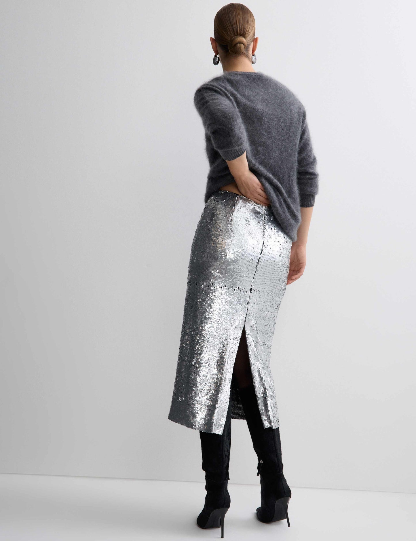 Sequin Midi Column Skirt