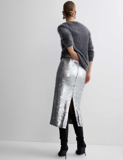 Sequin Midi Column Skirt
