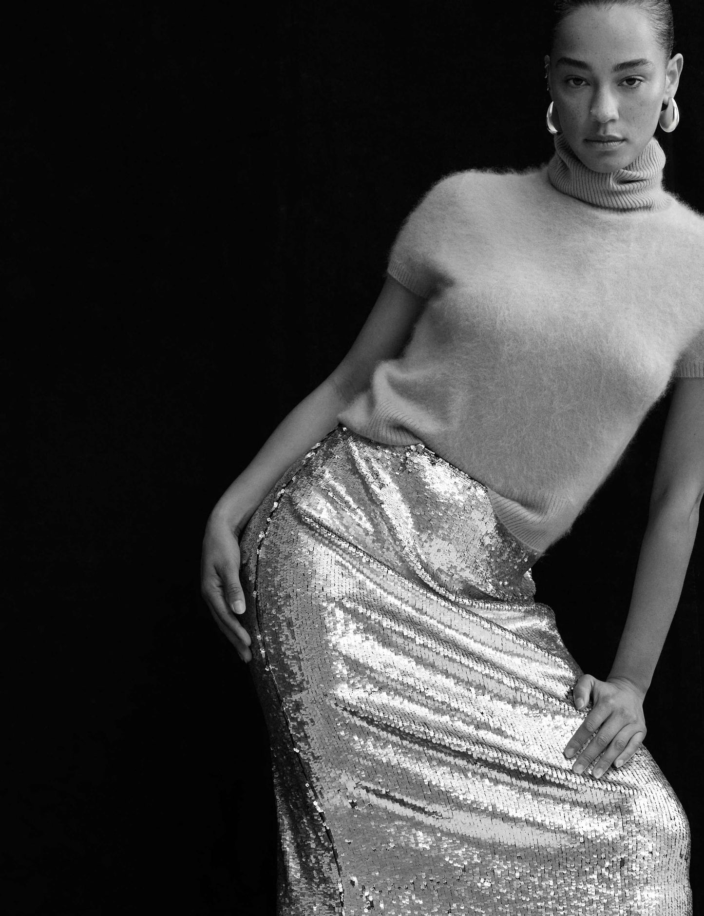 Sequin Midi Column Skirt