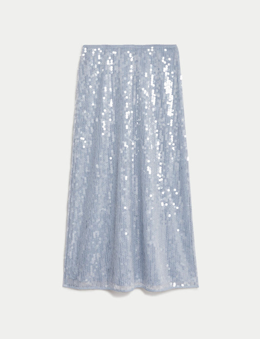 Sequin Midi Slip Skirt