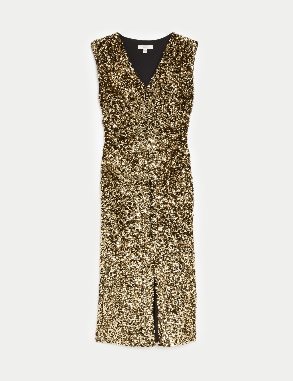 Sequin V-Neck Midi Column Dress