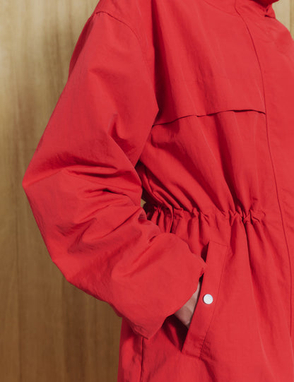 Shower Resistant Lightweight Hooded Longline Utility Parka