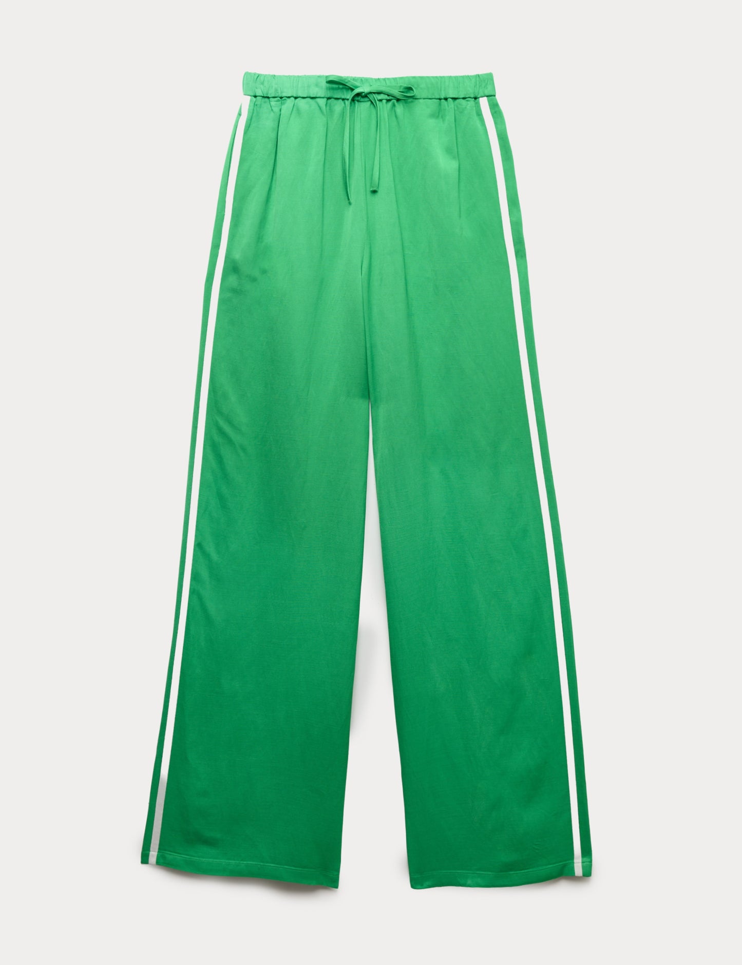 Side Stripe Wide Leg Trousers with Linen