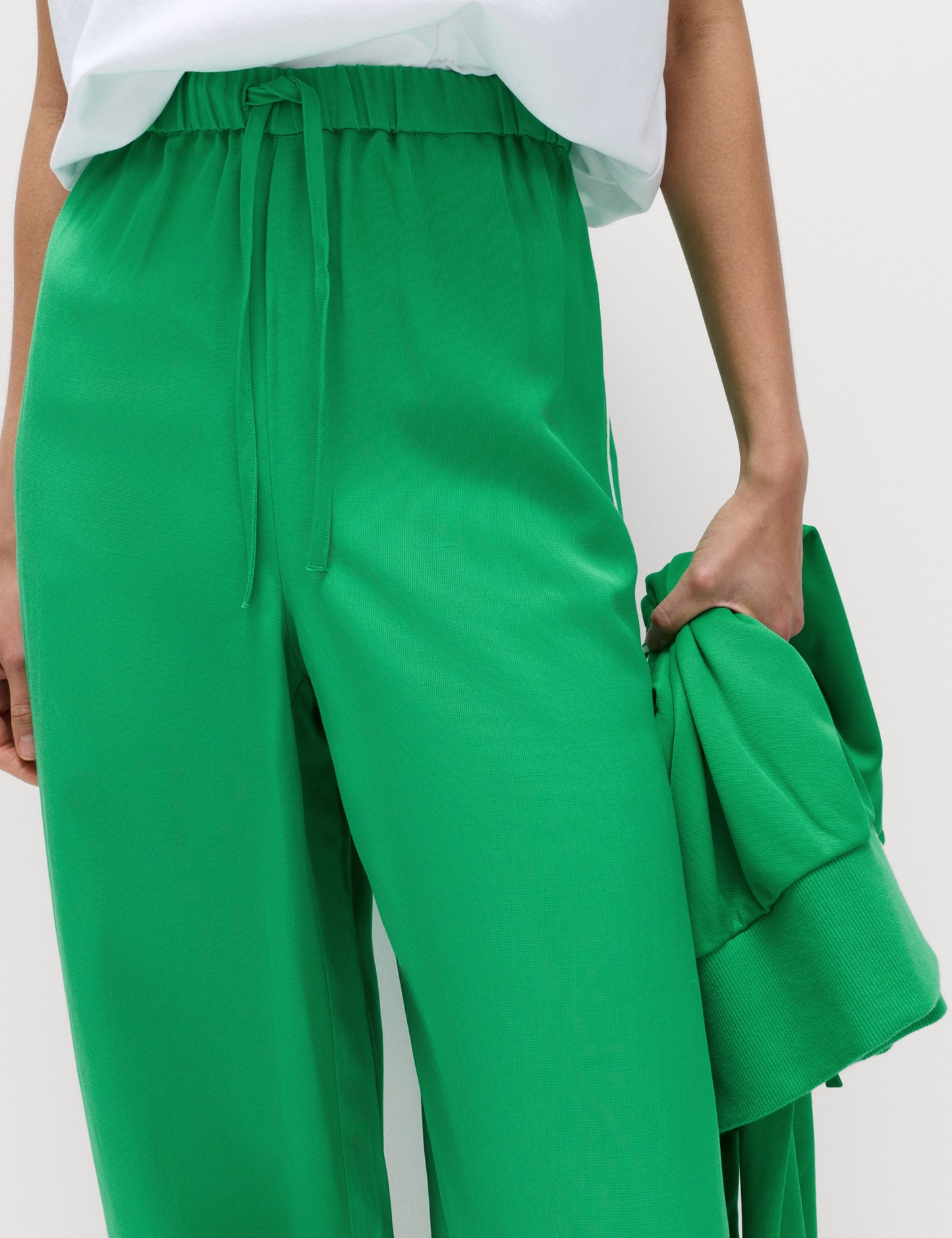 Side Stripe Wide Leg Trousers with Linen