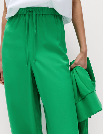 Side Stripe Wide Leg Trousers with Linen