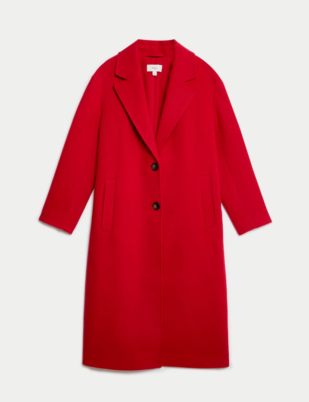 Single Breasted Longline Tailored Coat with Wool