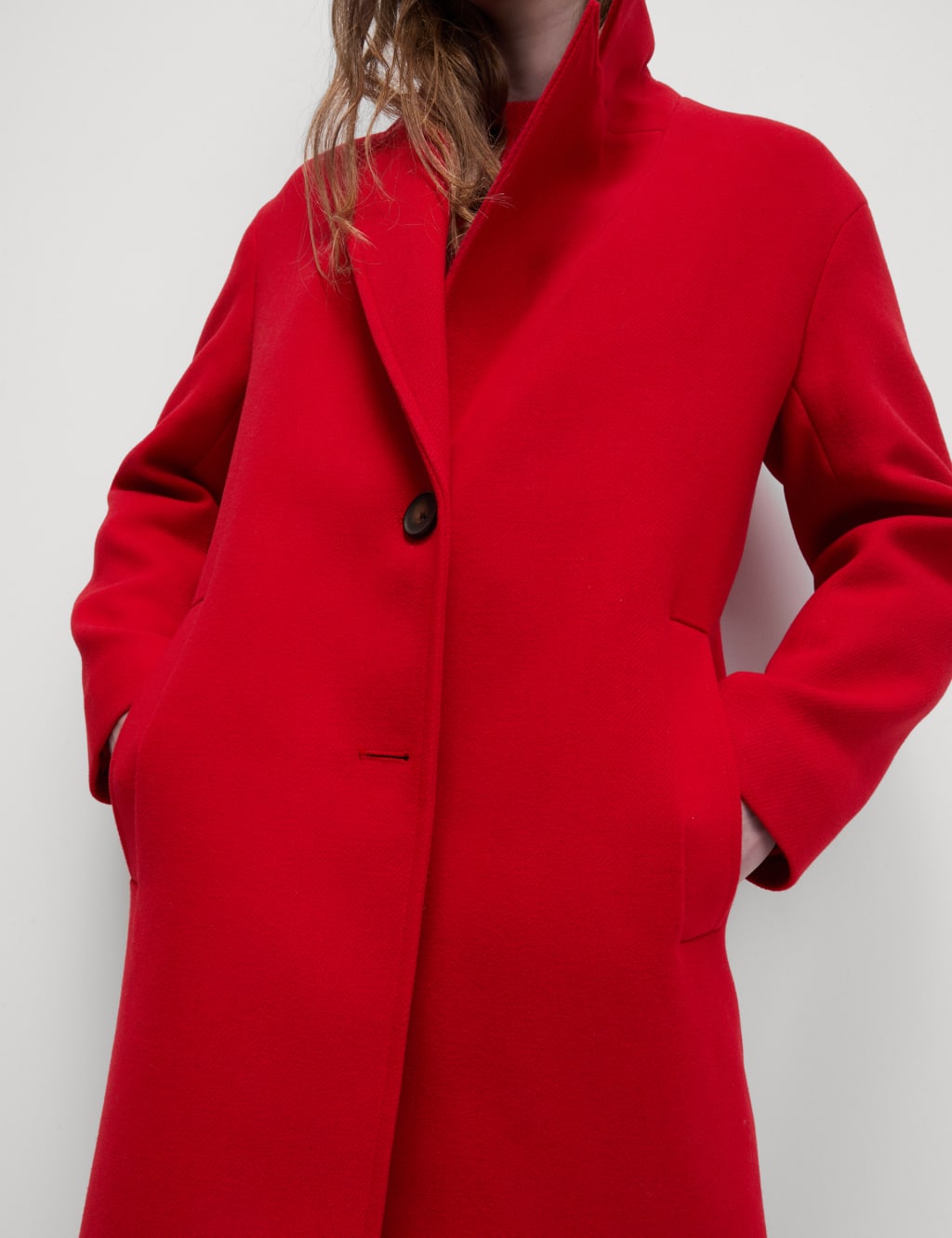 Single Breasted Longline Tailored Coat with Wool