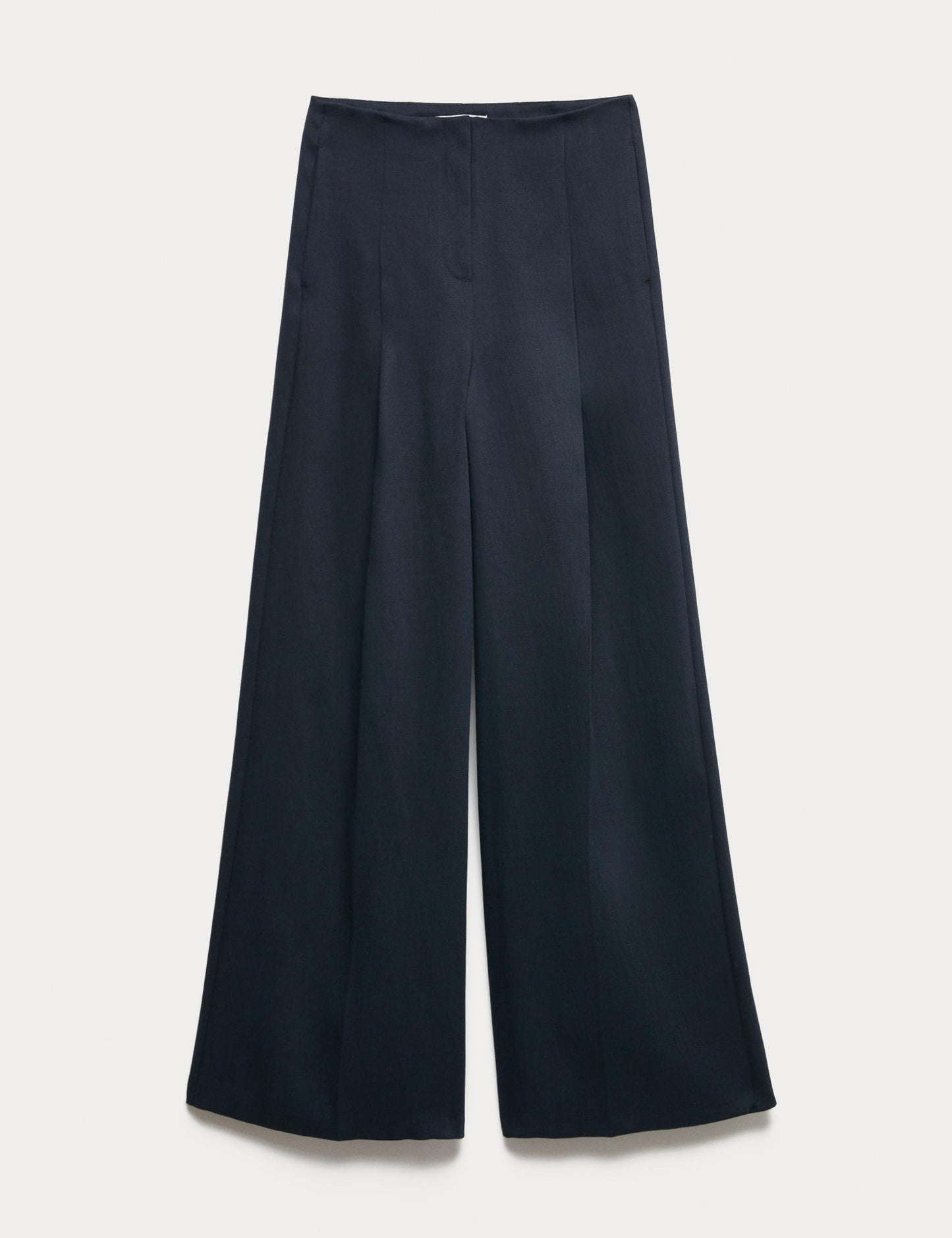 Single Pleat Wide Leg Trousers with Linen