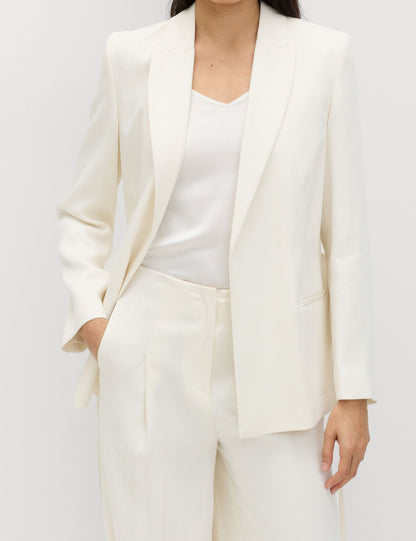 Single Pleat Wide Leg Trousers with Linen