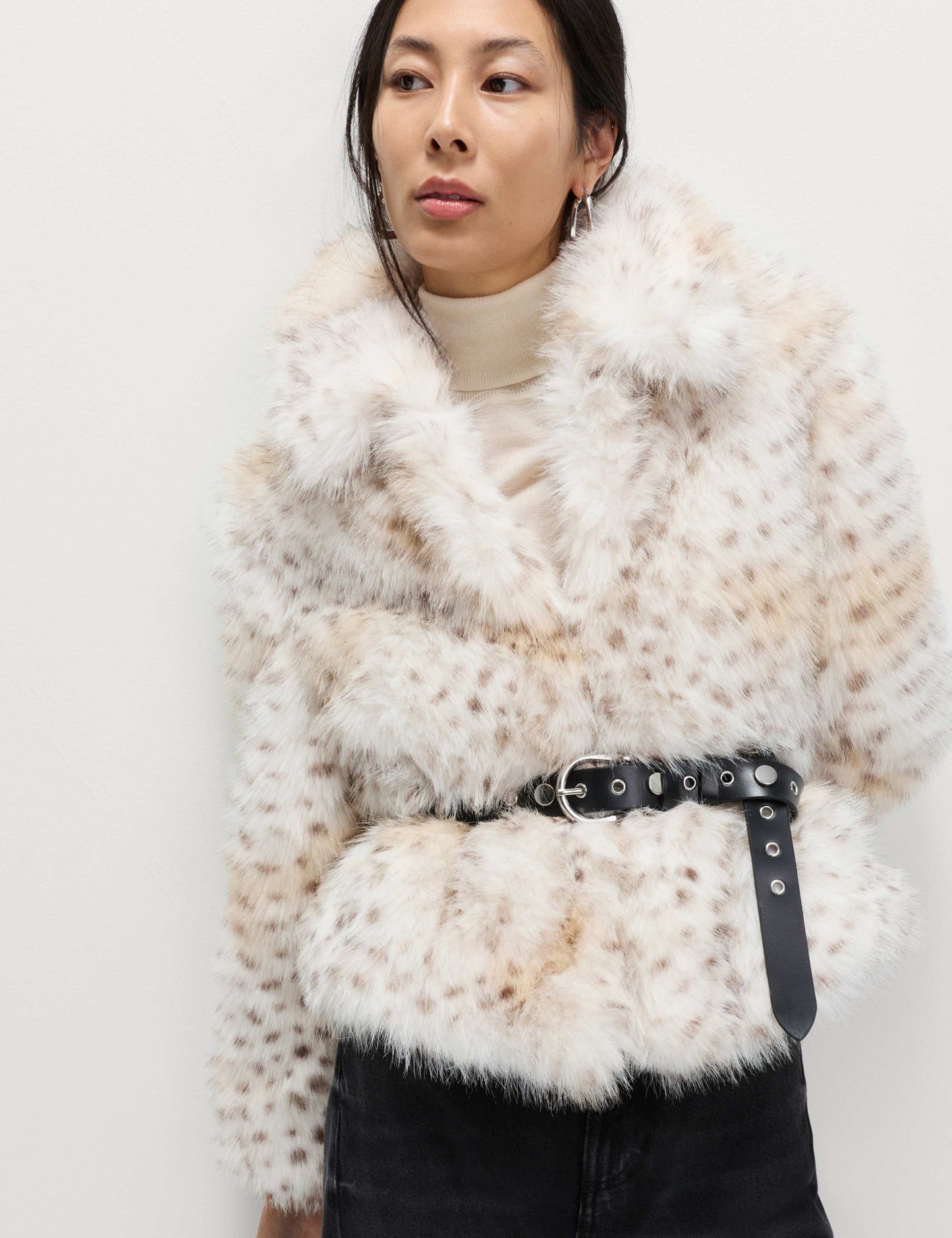 Snow Leopard Faux Fur Short Jacket