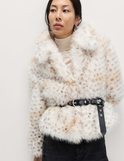 Snow Leopard Faux Fur Short Jacket