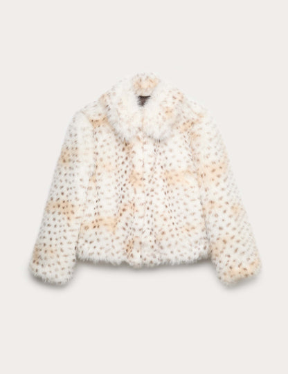 Snow Leopard Faux Fur Short Jacket