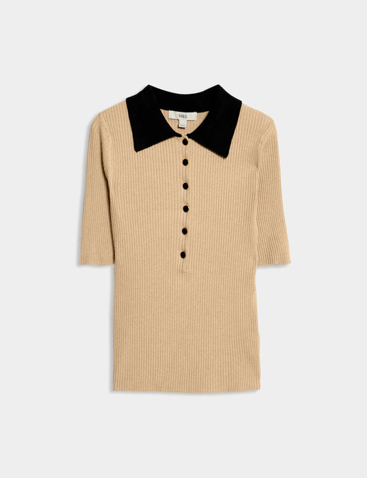 Soft Touch Collared Knitted Top