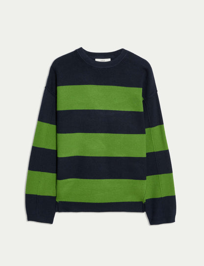 Soft Touch Striped Crew Neck Jumper