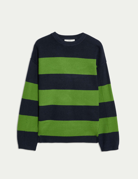 Soft Touch Striped Crew Neck Jumper