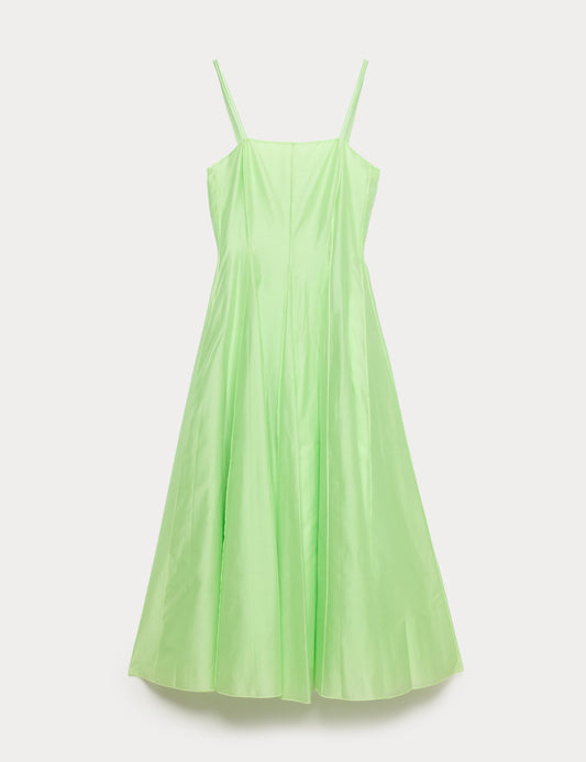 Square Neck Panel Detail Strappy Midi Skater Dress
