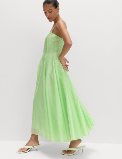 Square Neck Panel Detail Strappy Midi Skater Dress