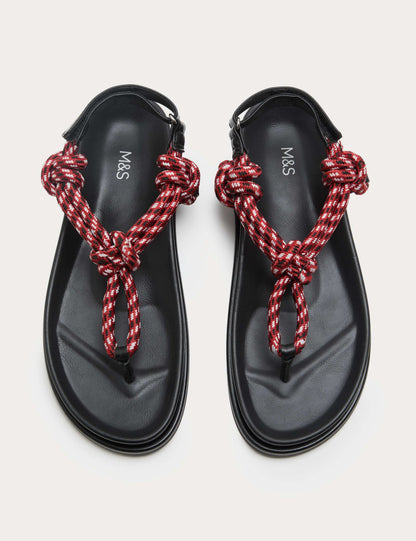 Strappy Footbed Rope Detail Sandals