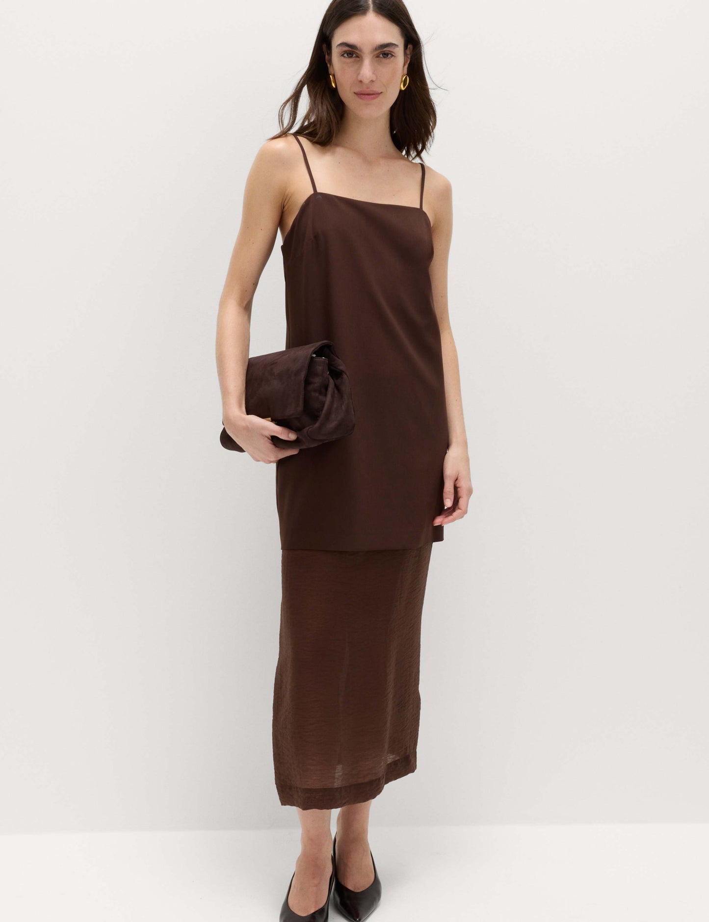 Strappy Midi Drop Waist Column Dress