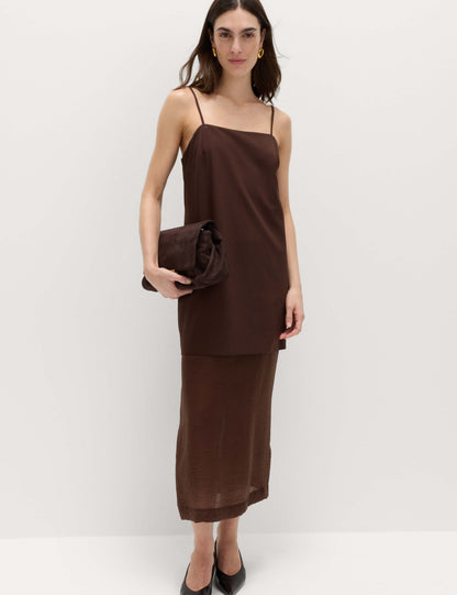 Strappy Midi Drop Waist Column Dress