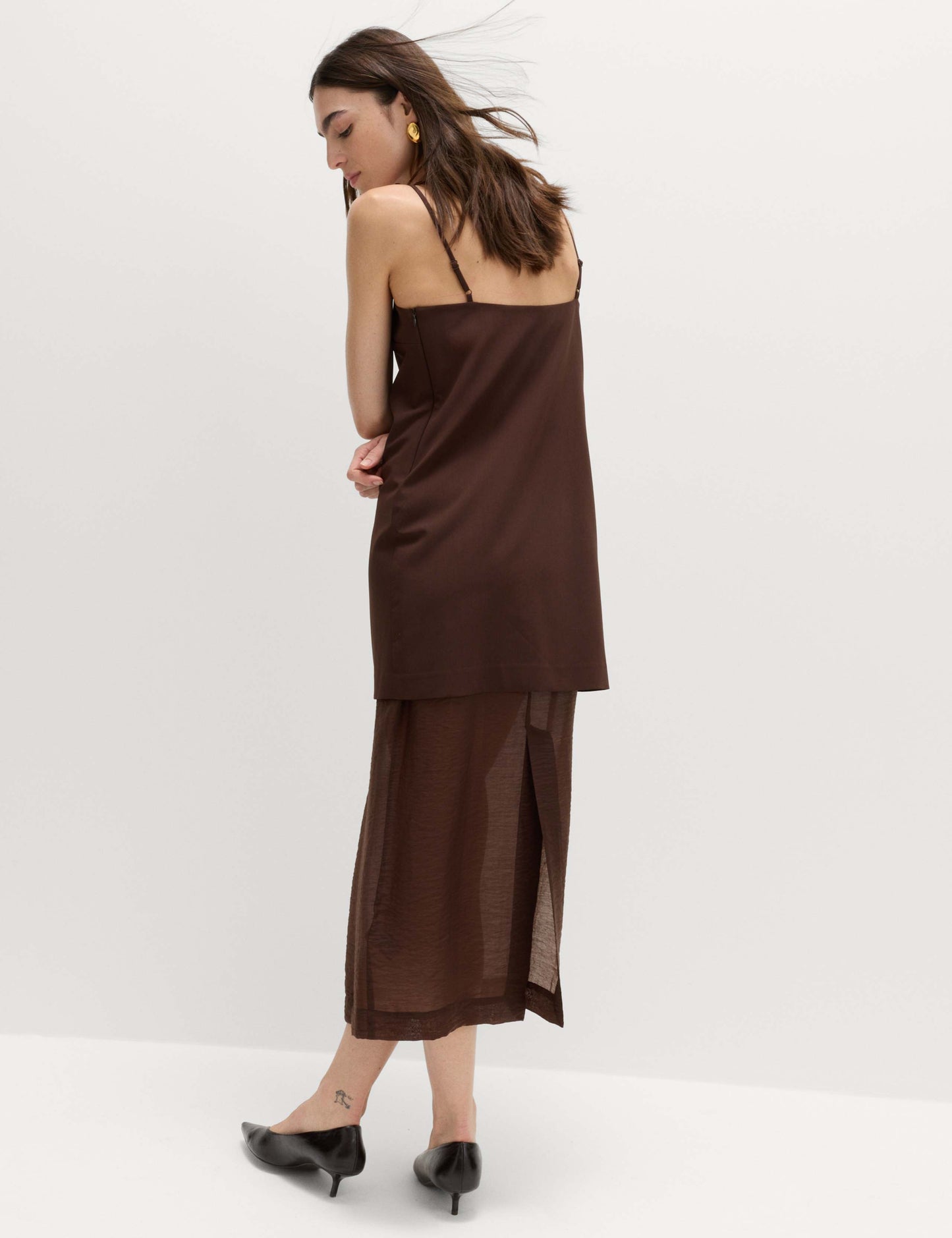 Strappy Midi Drop Waist Column Dress