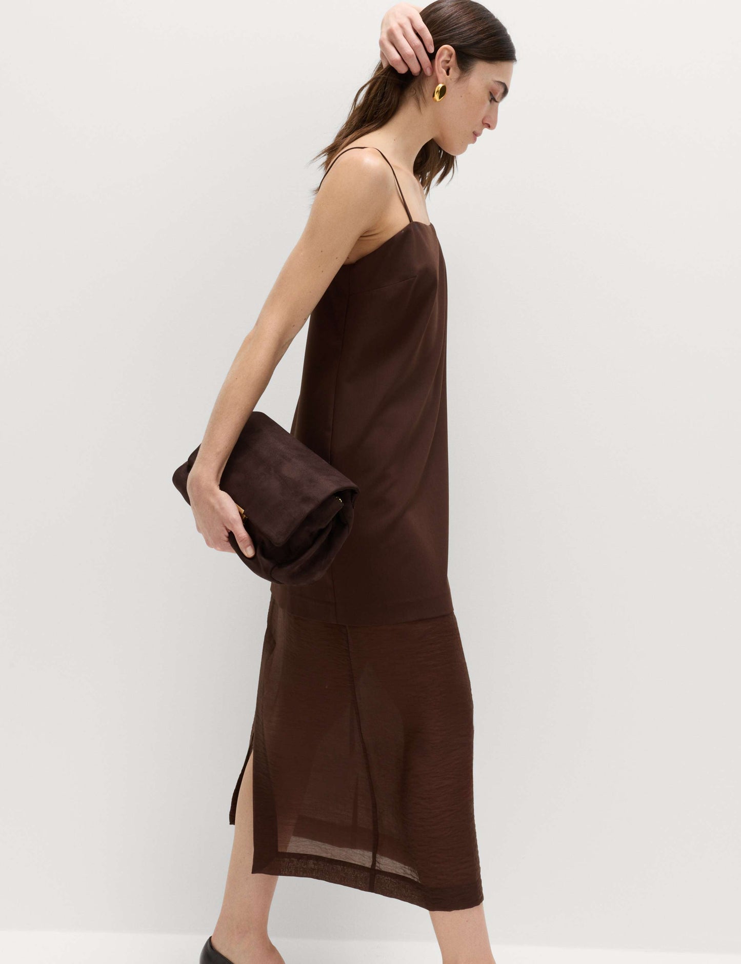 Strappy Midi Drop Waist Column Dress