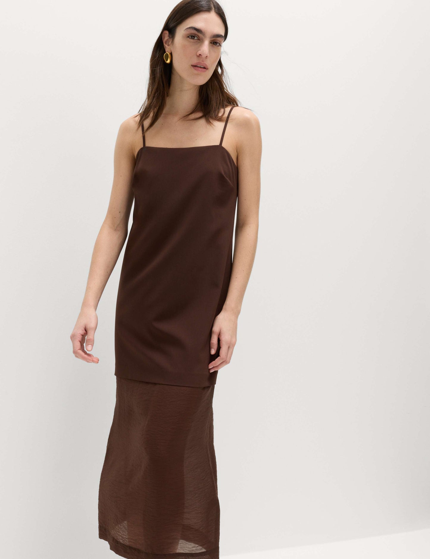 Strappy Midi Drop Waist Column Dress