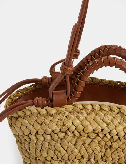 Straw Woven Mini Basket Shoulder Bag