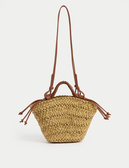 Straw Woven Mini Basket Shoulder Bag