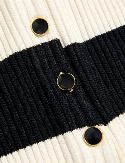 Striped Collared Knitted Vest
