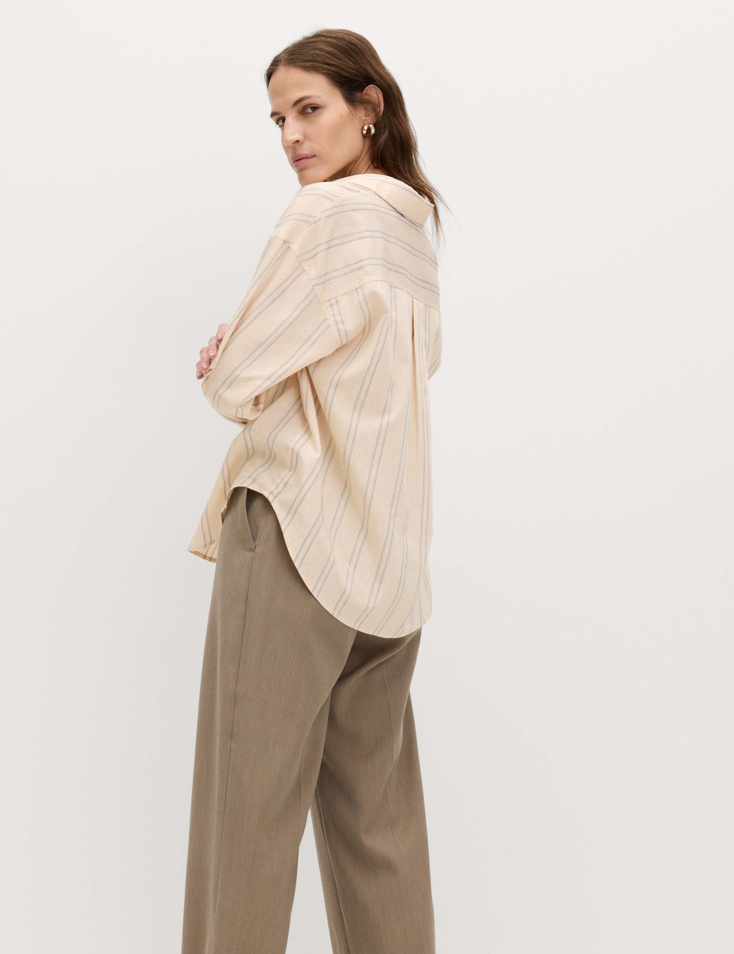 Striped Collared Shirt with Linen