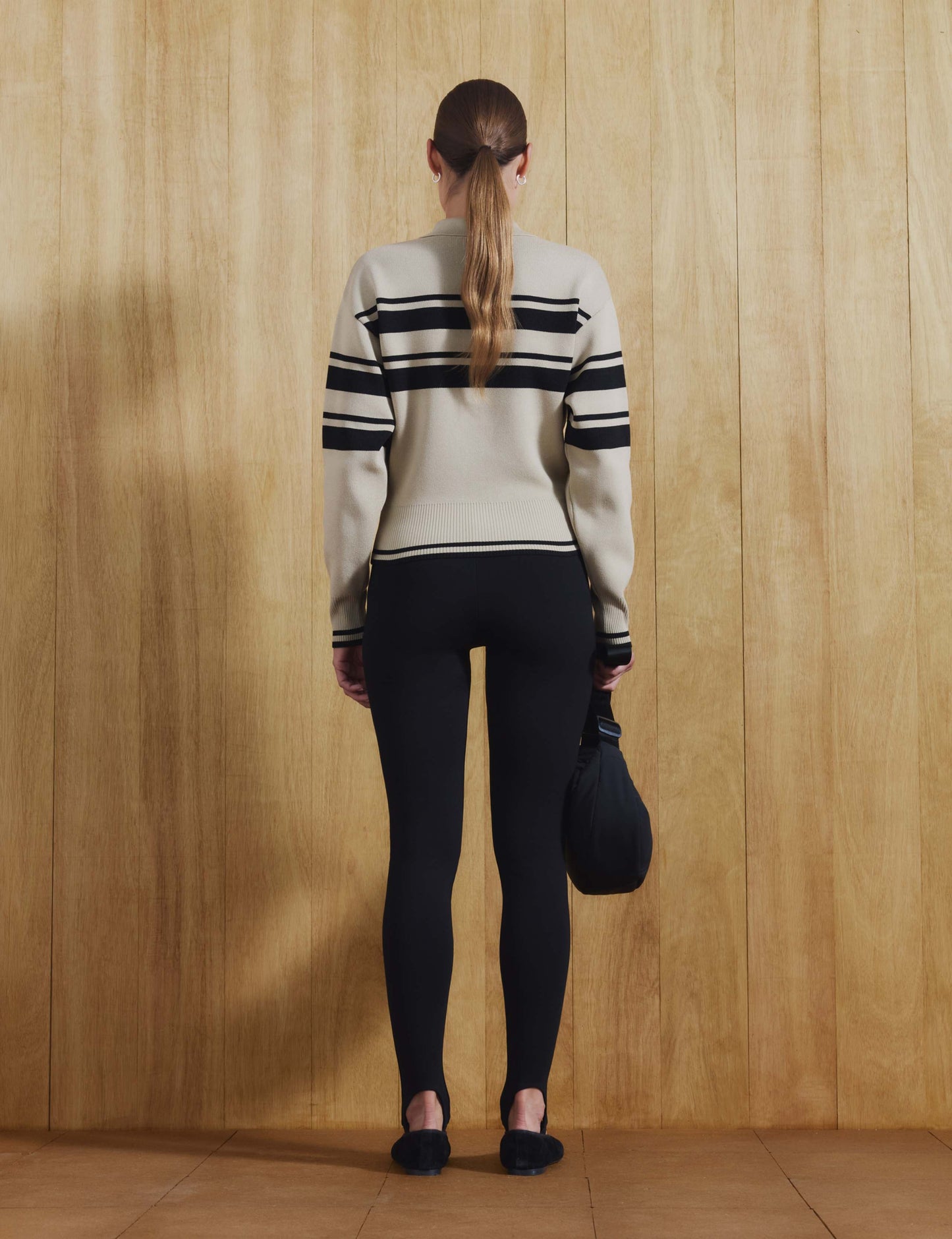 Striped Collared Slim Fit Knitted Jacket