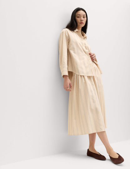 Striped Midaxi Circle Skirt With Cotton